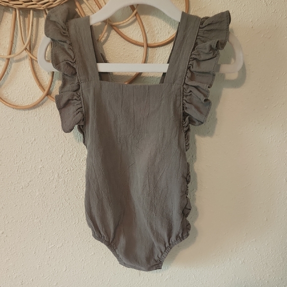 Sage Ruffled Kids One Piece - Picture 1 of 4